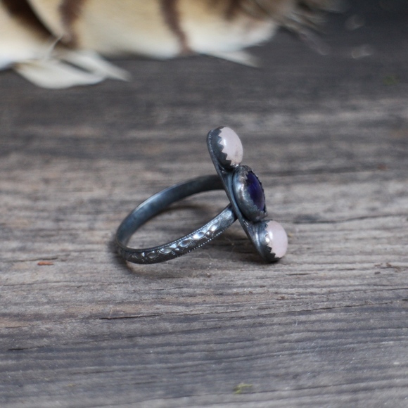 ✨Abalone & Rose Quartz Crystal Boho Ring - Picture 2 of 4